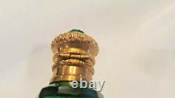 Antique Ornate Jeweled Double Ended Green Lay Down Perfume Bottle