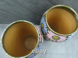 Antique Pair of Royal Doulton Art Deco Floral New Style Vases Florrie Jones