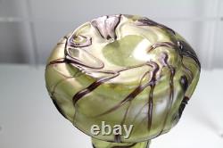 Antique Pallme-König Austrian Art Nouveau Olive Green Iridescent Glass Vase