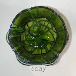 Antique Pallme König & Habel Art Nouveau Iridescent Fadendekor Green Glass Vase