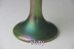 Antique Pallme-König or Loetz Art Nouveau Green Iridescent Art Glass Vase