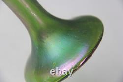 Antique Pallme-König or Loetz Art Nouveau Green Iridescent Art Glass Vase