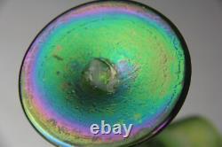 Antique Pallme-König or Loetz Art Nouveau Green Iridescent Art Glass Vase