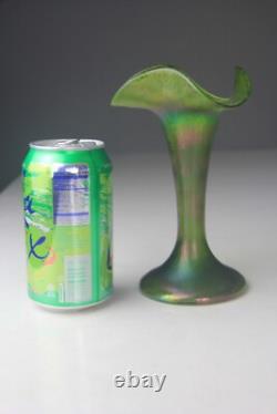 Antique Pallme-König or Loetz Art Nouveau Green Iridescent Art Glass Vase