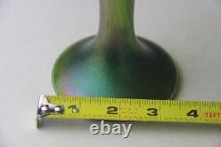 Antique Pallme-König or Loetz Art Nouveau Green Iridescent Art Glass Vase