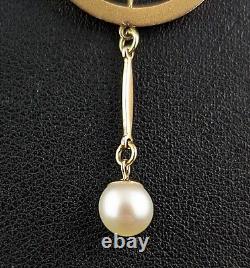 Antique Peridot and Pearl drop pendant, 9ct gold, Art Nouveau