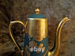 Antique Pickard Limoges Art Nouveau Teapot/Coffee Pot, Cream/Sugar/Signed Coufal