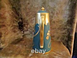 Antique Pickard Limoges Art Nouveau Teapot/Coffee Pot, Cream/Sugar/Signed Coufal