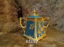 Antique Pickard Limoges Art Nouveau Teapot/Coffee Pot, Cream/Sugar/Signed Coufal