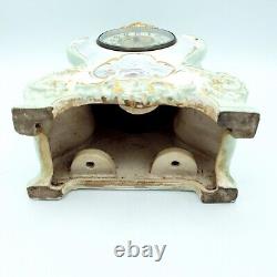 Antique Porcelain Mantel Clock Cherub Design Art Nouveau/Edwardian Era Working