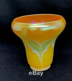 Antique Quezal Floriform Art Nouveau Glass Lamp Shade Sunrise Yellow Lovely Mint