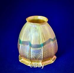 Antique Quezal Floriform Art Nouveau Glass Lamp Shades Chartreuse/gold Drape