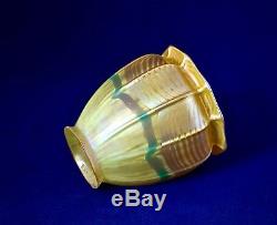 Antique Quezal Floriform Art Nouveau Glass Lamp Shades Chartreuse/gold Drape