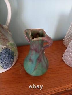 Antique Rare Art Nouveau Twin Handled Drip Art Vase 19cms High