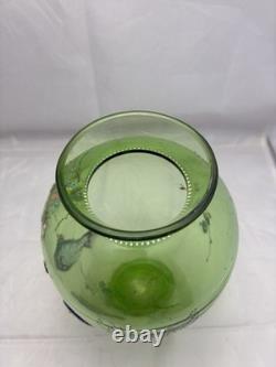 Antique Rare Moser Art Nouveau Bohemian Applied Fish Glass Vase Enamelled