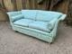 Antique Revival Art Nouveau Regency Shaped 2-3 Seater Green Blue Fabric Sofa