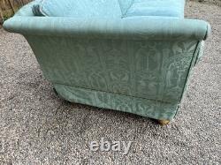 Antique Revival Art Nouveau Regency Shaped 2-3 Seater Green Blue Fabric Sofa