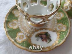 Antique Richard Klemm Trembleuse Green And Gold Demitasse Cup And Sauce -1887
