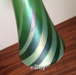 Antique Rindskopf Glass Green Spiral Vase, Bohemian Art Nouveau Loetz Kralik Era