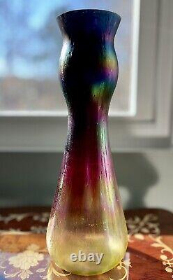 Antique Rindskopf Pepita Bohemian Amberina Glass Vase