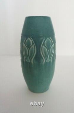 Antique Rookwood Pottery Vase #2436 Blue Green Glaze 1921 Leaves