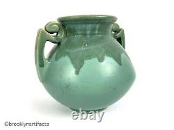 Antique Roseville Pottery Carnelian Green Double Handled Vase (ca. 1910)