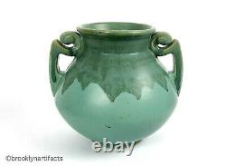 Antique Roseville Pottery Carnelian Green Double Handled Vase (ca. 1910)
