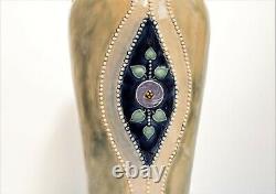 Antique Royal Doulton Glazed Stoneware Vase by Bessie Newbery, Green And Blue