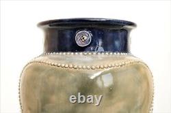 Antique Royal Doulton Glazed Stoneware Vase by Bessie Newbery, Green And Blue