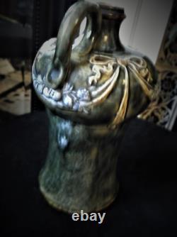 Antique Royal Doulton Sea Green Glazed Flagon Art Nouveau Raised Garlands 7643