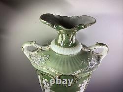 Antique Royal Dux Bohemia Porcelain Dbl. Handle Vase Urn Floral Gilt 16