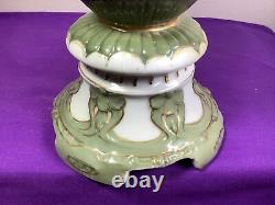 Antique Royal Dux Bohemia Porcelain Dbl. Handle Vase Urn Floral Gilt 16