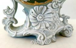 Antique Schafer & Vater Green Jasperware Planter Vase Cherub Cameo Art Nouveau