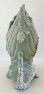 Antique Schafer & Vater Green Jasperware Planter Vase Cherub Cameo Art Nouveau
