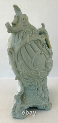 Antique Schafer & Vater Green Jasperware Planter Vase Cherub Cameo Art Nouveau