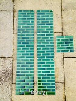 Antique Set of 10 Edwardian Green Brick Fireplace Tiles Sherwin & Cotton C1900