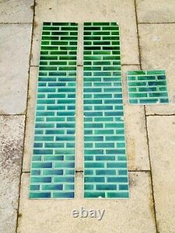 Antique Set of 10 Edwardian Green Brick Fireplace Tiles Sherwin & Cotton C1900