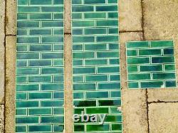 Antique Set of 10 Edwardian Green Brick Fireplace Tiles Sherwin & Cotton C1900