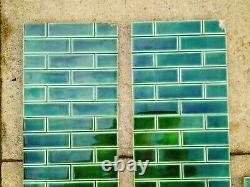 Antique Set of 10 Edwardian Green Brick Fireplace Tiles Sherwin & Cotton C1900