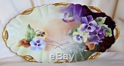 Antique Signed Purple Pansy Haviland D'Arcy's Hand Painted #1399 Limoges Tray