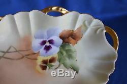 Antique Signed Purple Pansy Haviland D'Arcy's Hand Painted #1399 Limoges Tray