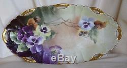 Antique Signed Purple Pansy Haviland D'Arcy's Hand Painted #1399 Limoges Tray