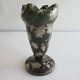 Antique Silver On Green Art Nouveau Vase Unmarked (looks Very Old!)