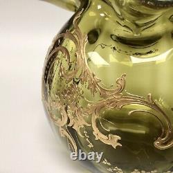 Antique St. Louis Glass Rose bowl Vase Gold Enamelled Art Nouveau LARGE