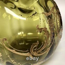 Antique St. Louis Glass Rose bowl Vase Gold Enamelled Art Nouveau LARGE