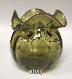 Antique St. Louis Glass Rose bowl Vase Gold Enamelled Art Nouveau LARGE