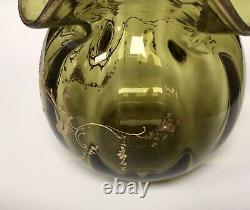 Antique St. Louis Glass Rose bowl Vase Gold Enamelled Art Nouveau LARGE