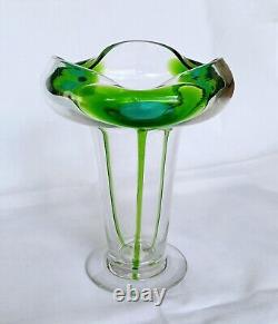 Antique Stuart & Sons Art Nouveau Glass Peacock Eye Vase