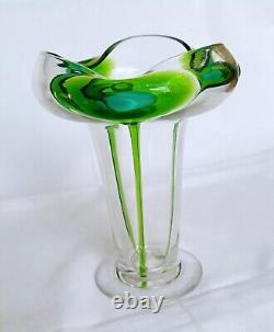 Antique Stuart & Sons Art Nouveau Glass Peacock Eye Vase