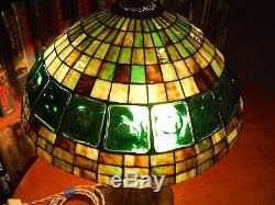 Antique Tiffany Reproduction Turtleback Belt Lamp Bradley & Hubbard Handel Style